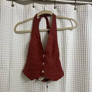 Linen Halter Vest Top